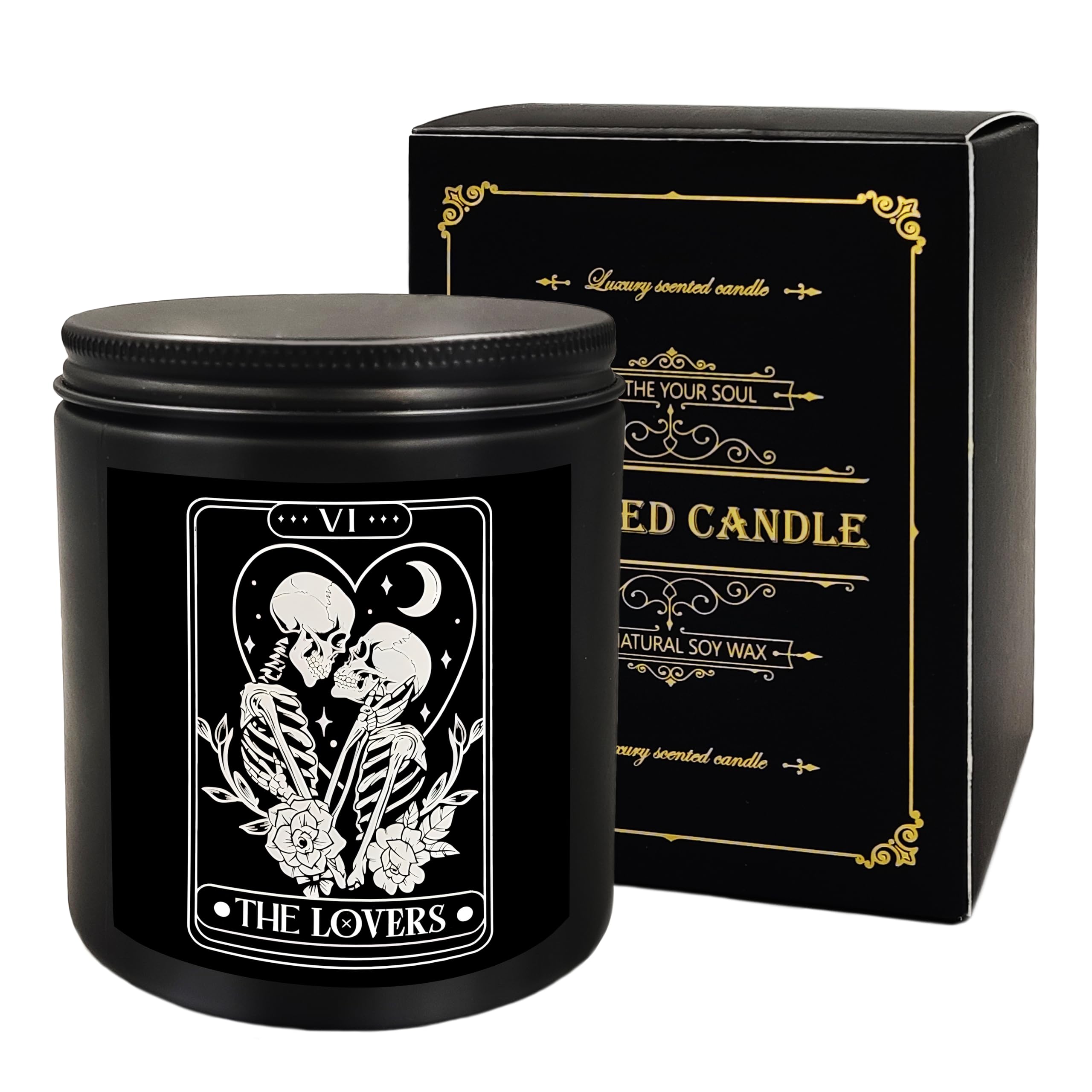 QGFM Gothic Couple Scented Candle,Gothic Valentines Skeleton Gifts for Women Men,Tarot Scented Candle,Couples Gifts for Husband and Wife,Couples Gifts for Husband and Wife - Jar Candles