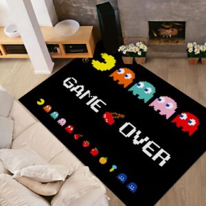 Classic Arcade Games Rug Retro 90s Arcade Theater Style Popular Game Room Area Rug for Living Room Playroom Decor Carpet Modern Fun Game Rug 4'x 5.3'