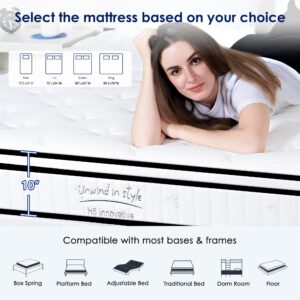 SogesSleep Twin Mattress, 10 Inch Hybrid Mattress in a Box, Individual Pocket Spring Bed Mattress, Medium Firm Mattress for Pressure Relief, Strong Edge Support, CertiPUR-US & Fiberglass Free