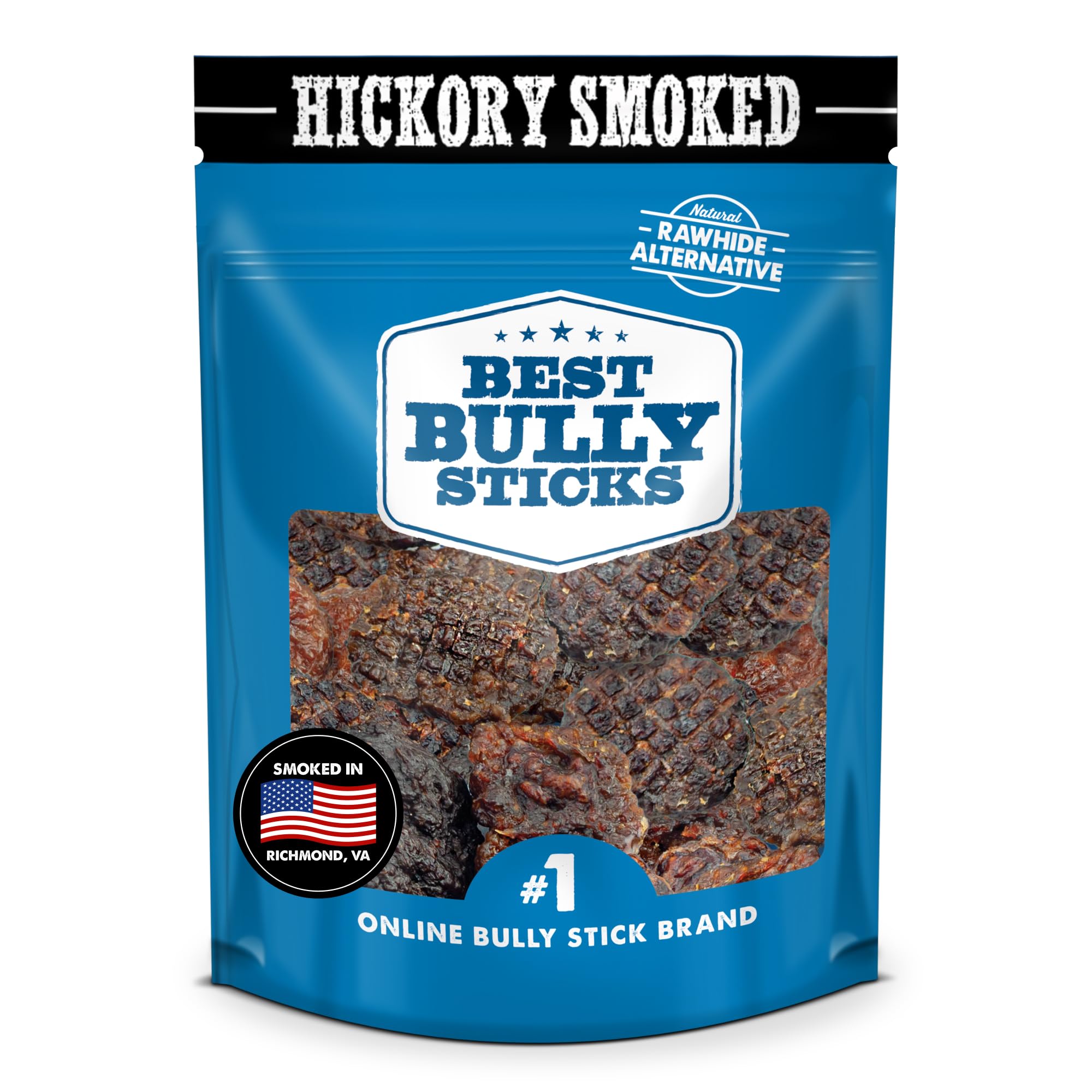 Premium Hickory Smoked 100% Beef Burger Slider Crunchy Dog Treats - No Additives, Made of 100% Natural Bully Sticks - Bite-Sized & Easily digestible Dog Treats for Training, Rewards - 1/2 lb Bag