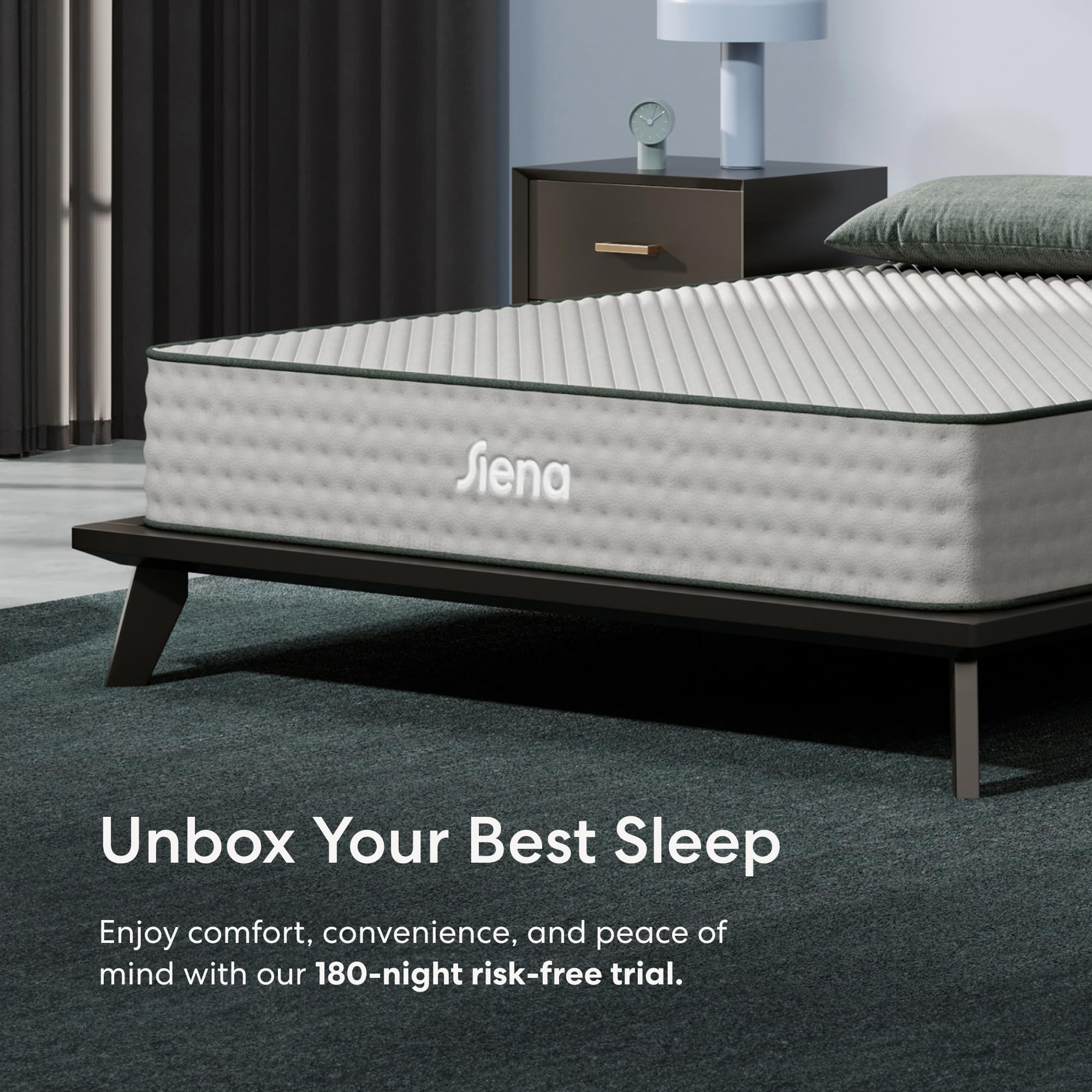 Siena 10” Queen Hybrid Firm Mattress - Memory Foam & Innerspring System - 180 Night Trial - Premium Pressure-Relieving Layers - 10 Year Manufacturer Warranty - CertiPUR-US® Certified