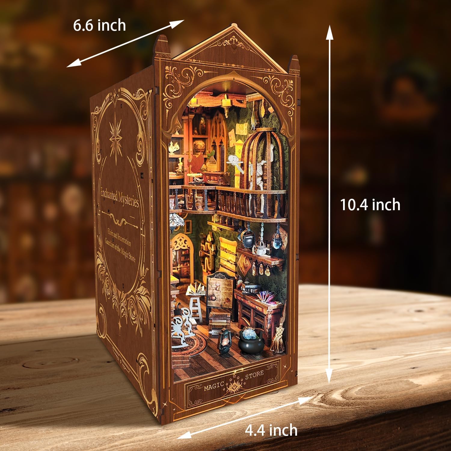 Book Nook Kit, Magic Store Dollhouse 3D Puzzle Booknook Bookshelf Insert Decor Alley DIY Miniature House Kit with Led Light Crafts for Adults and Teens to Build-Creativity Gift