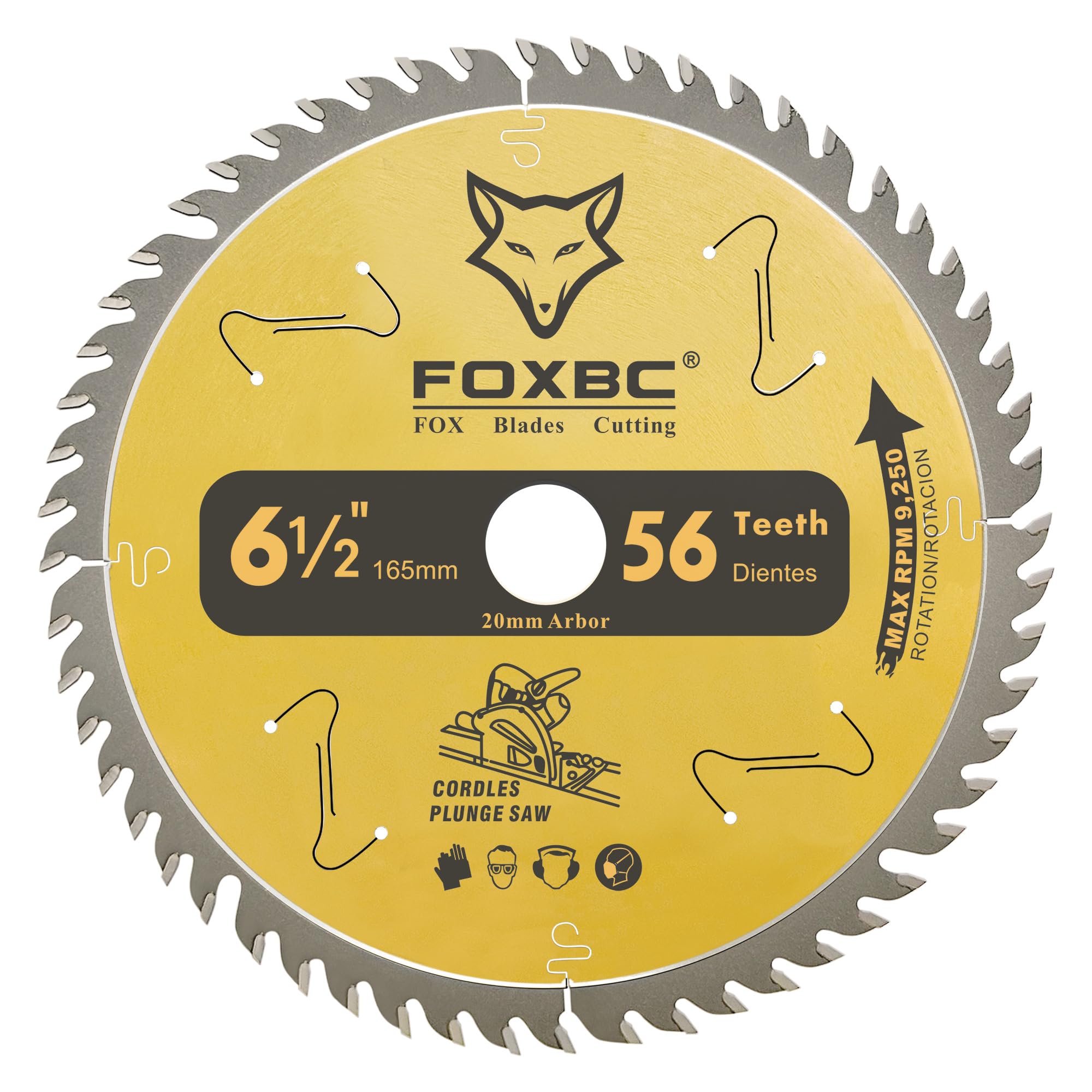 FOXBC 6-1/2" 56T Carbide-Tipped Track Saw Blade Compatible with Makita B-07353 Plunge Circular Saw, Wen CT1065, Compatible with Makita B-57342, Wen BL655 Saw Blade