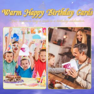 XXINMOH 102 Pack Happy Birthday Cards Bulk Box Set with Envelopes 4 x 6 inch, Blank Inside, 6 Designs for Students, Work, Office, Colorful Ombre Font (Plus 102 Pack Envelopes)