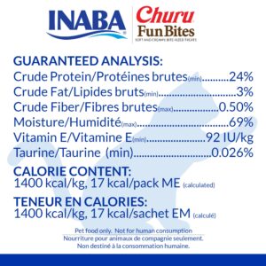 INABA Churu Fun Bites for Cats, Soft & Chewy Baked Chicken Wrapped Filled Cat Treats with Taurine, 0.42 Ounces Each Tetra, 18 Tetras (3 per Bag), Chicken Recipe