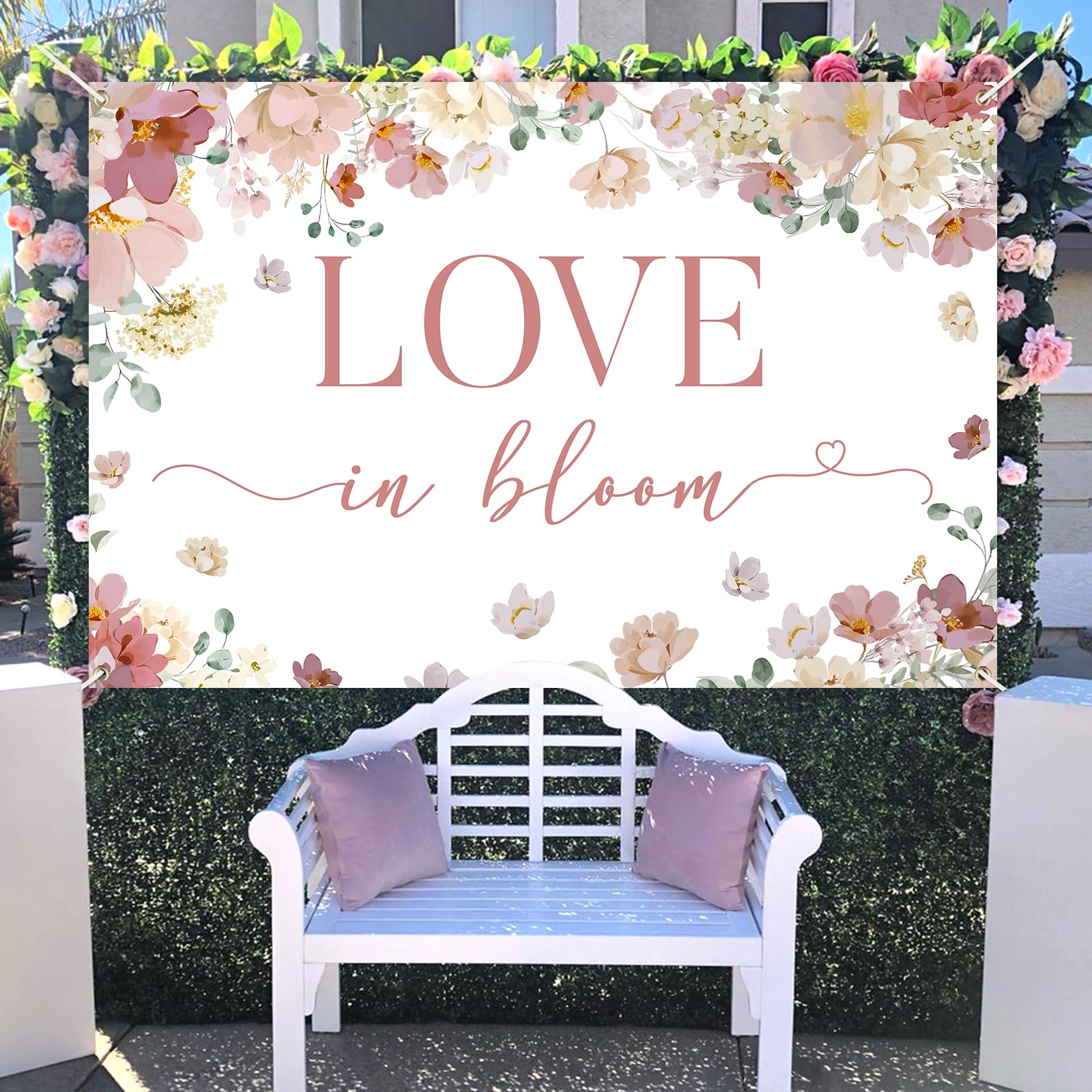 Kreatwow Love in Bloom Bridal Shower Decorations Backdrop Rose Gold Bridal Shower Backdrop Rose Gold Bachelorette Decors Boho Flower Floral Rose Gold Engagement Wedding Bachelorette Party Decorations