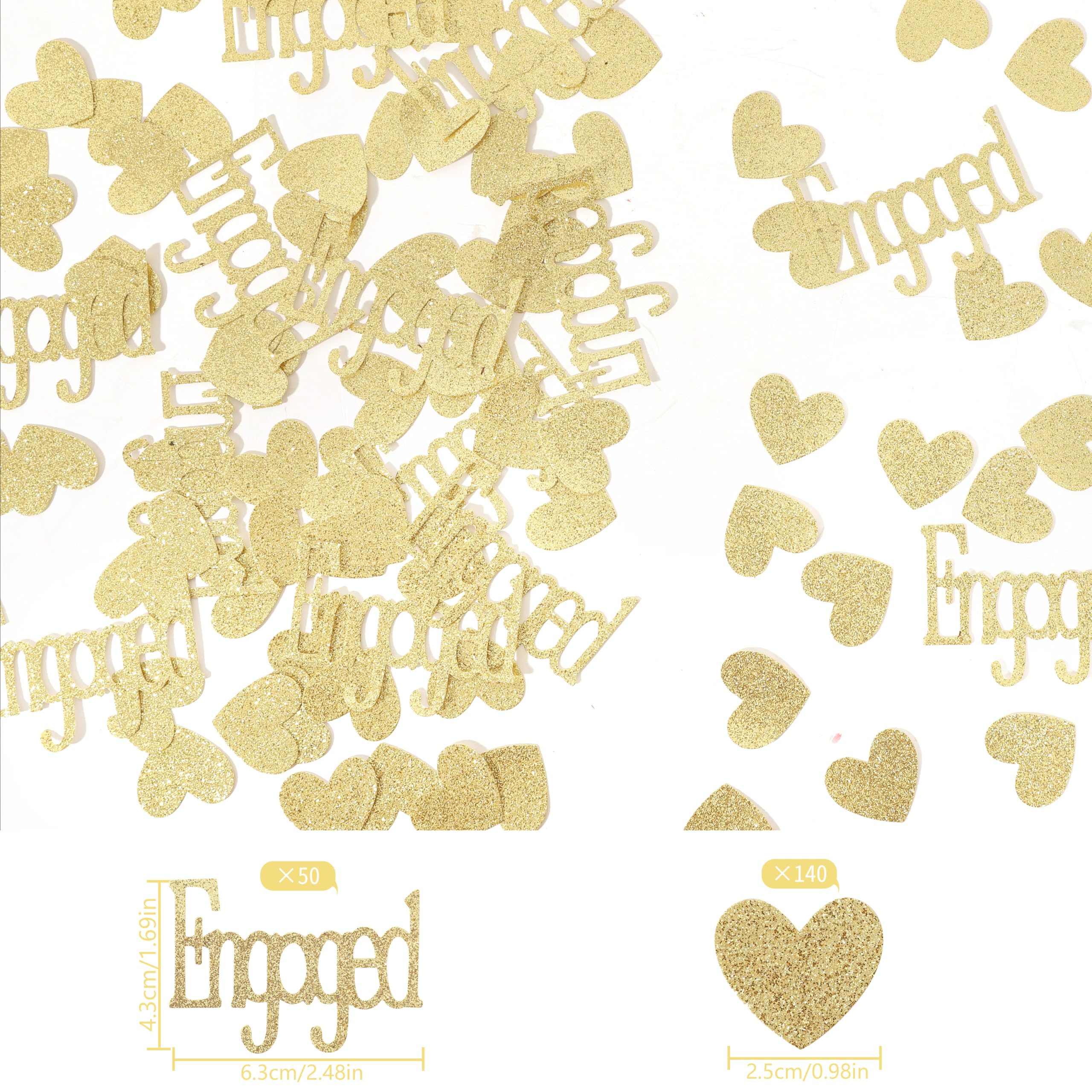 Glitter Gold Engagement Confetti With Hearts - Engaged Confetti,Engagement Party Decorations,Bride To Be Confetti,Bridal Shower Confetti,Engagement Party Table Decor