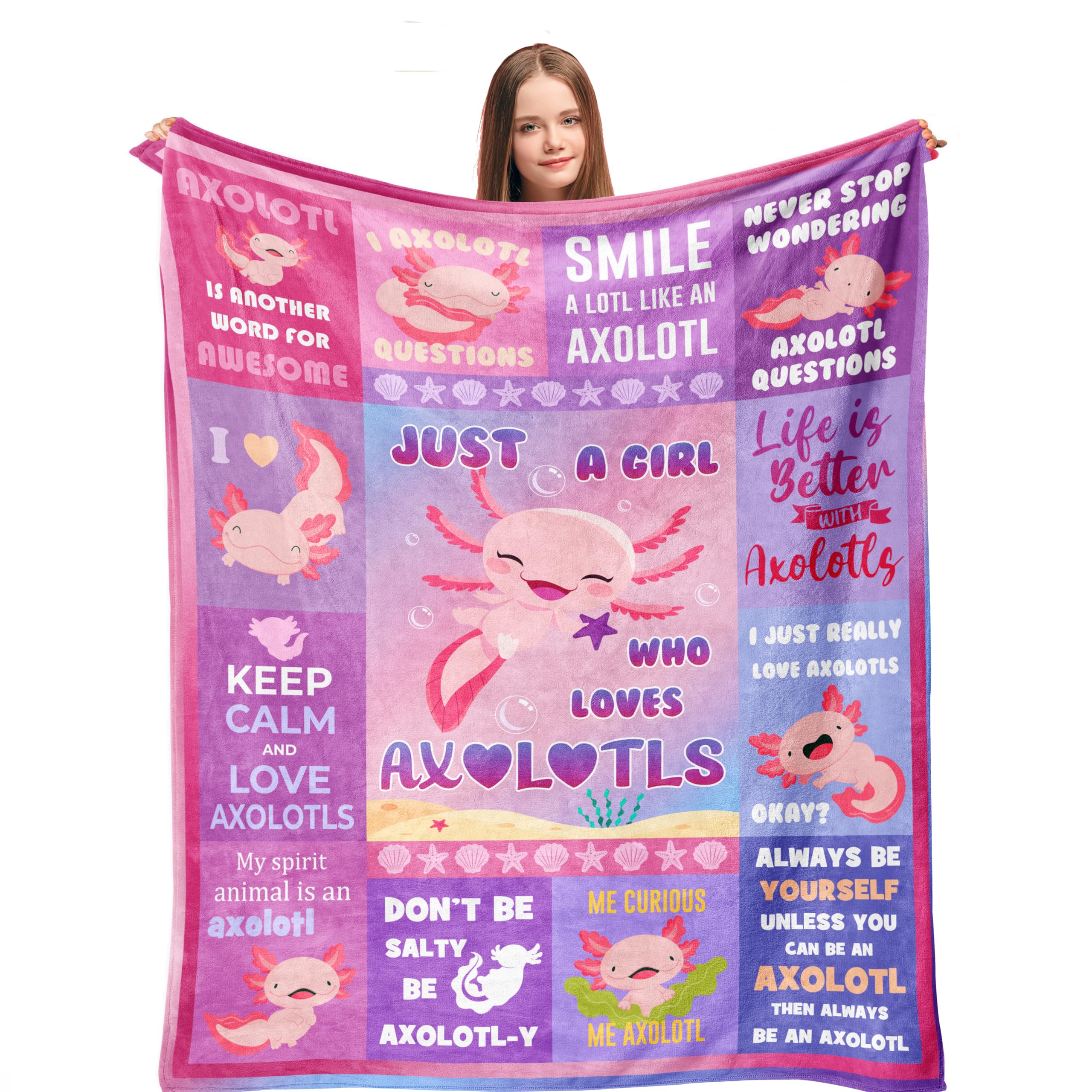 Linxher Axolotl Gifts, Axolotl Blanket, Axolotl Stuff, Axolotl Birthday Gifts, Axolotl Bedding, Axolotl Gifts for Girls, Gifts for Axolotl Lover, Salamander Gifts, Best Axolotl Gifts Blanket 50” x 40”