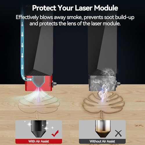 Woxcker Air Assist 30L/min Adjustable Air Assist Pump Kit for Cutting and Engravers, Removes Smoke and Dust/Reduces Surface Temperature/Protects Module, Suitable for Most Engravers