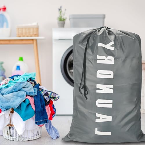 Laundry Bag - Locking Drawstring Clos.XL Travel Laundry Bag, Machine Washable Dirty Clothes Organizer, Large Enough to Hold 4 Loads of Laundry, Easy Fit a Laundry Hamper or Basket （gray，4" x 36")