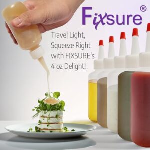 FIXSURE Plastic Squeeze Bottles with Red Tip Cap, 4 Oz Squirt Bottle For Ketchup, BBQ, Sauces, Syrup, Condiments, Oil, Pancake, Cookie Decorating, Dressings, Travel, Camping, Lab, Arts and Crafts (1)