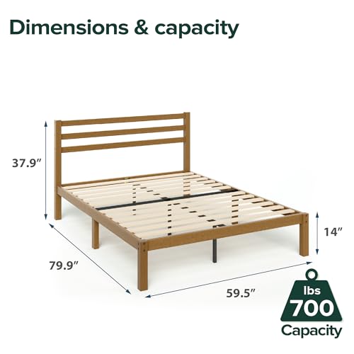 Zinus Leah Bamboo Platform Bed Frame, No Box Spring Needed, Wood Slat Support, Easy Assembly, Queen