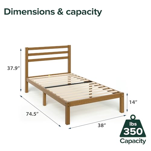 Zinus Leah Bamboo Platform Bed Frame, No Box Spring Needed, Wood Slat Support, Easy Assembly, Twin