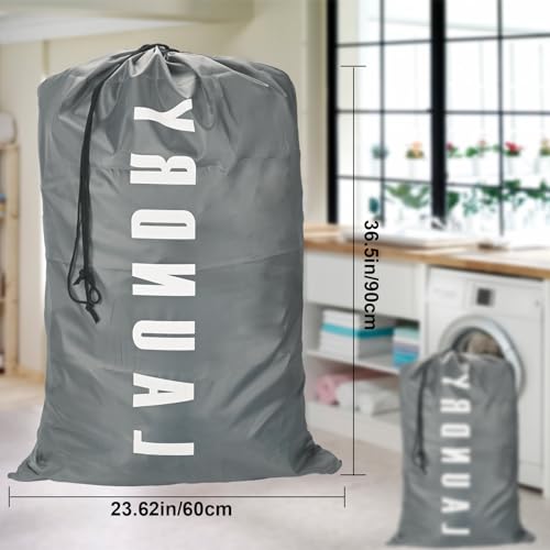 Laundry Bag - Locking Drawstring Clos.XL Travel Laundry Bag, Machine Washable Dirty Clothes Organizer, Large Enough to Hold 4 Loads of Laundry, Easy Fit a Laundry Hamper or Basket （gray，4" x 36")