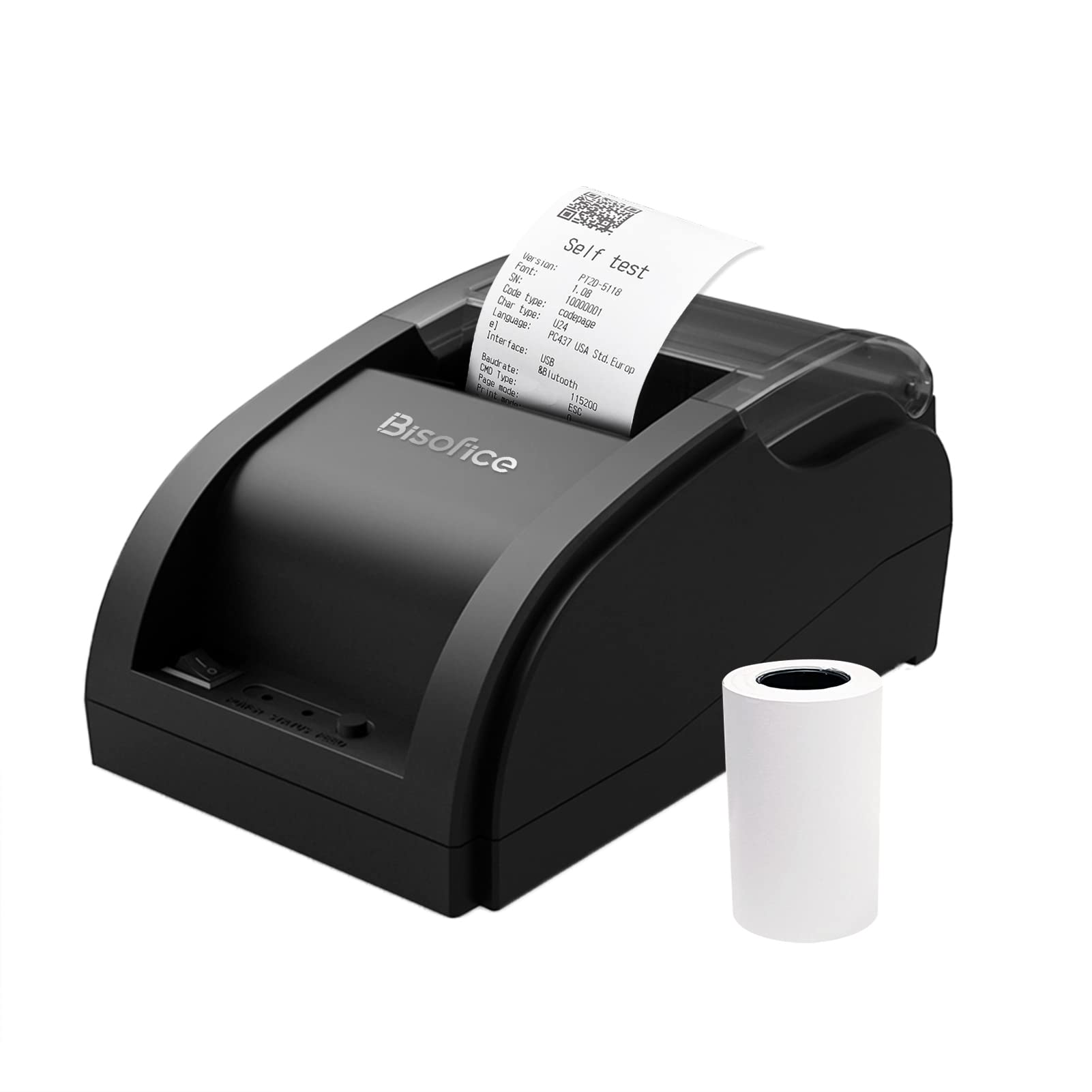 Sunydog Thermal Receipt Printer,Desktop 58mm Thermal Receipt Printer Wireless Barcode Printer USB+BT Connections with 1 Roll Paper Inside Support ESC Connecting Compatible with Windows Android iOS