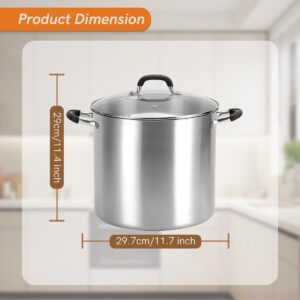 BriSunshine 21.5 QT Canning Pot with Rack, Stainless Steel Water Bath Canner, Stockpot Large pot with Glass Lid Anti-scald Handles for Canning Making Soups, Compatible with Induction Cooktops