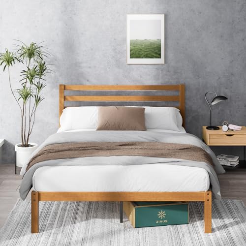 Zinus Leah Bamboo Platform Bed Frame, No Box Spring Needed, Wood Slat Support, Easy Assembly, Queen