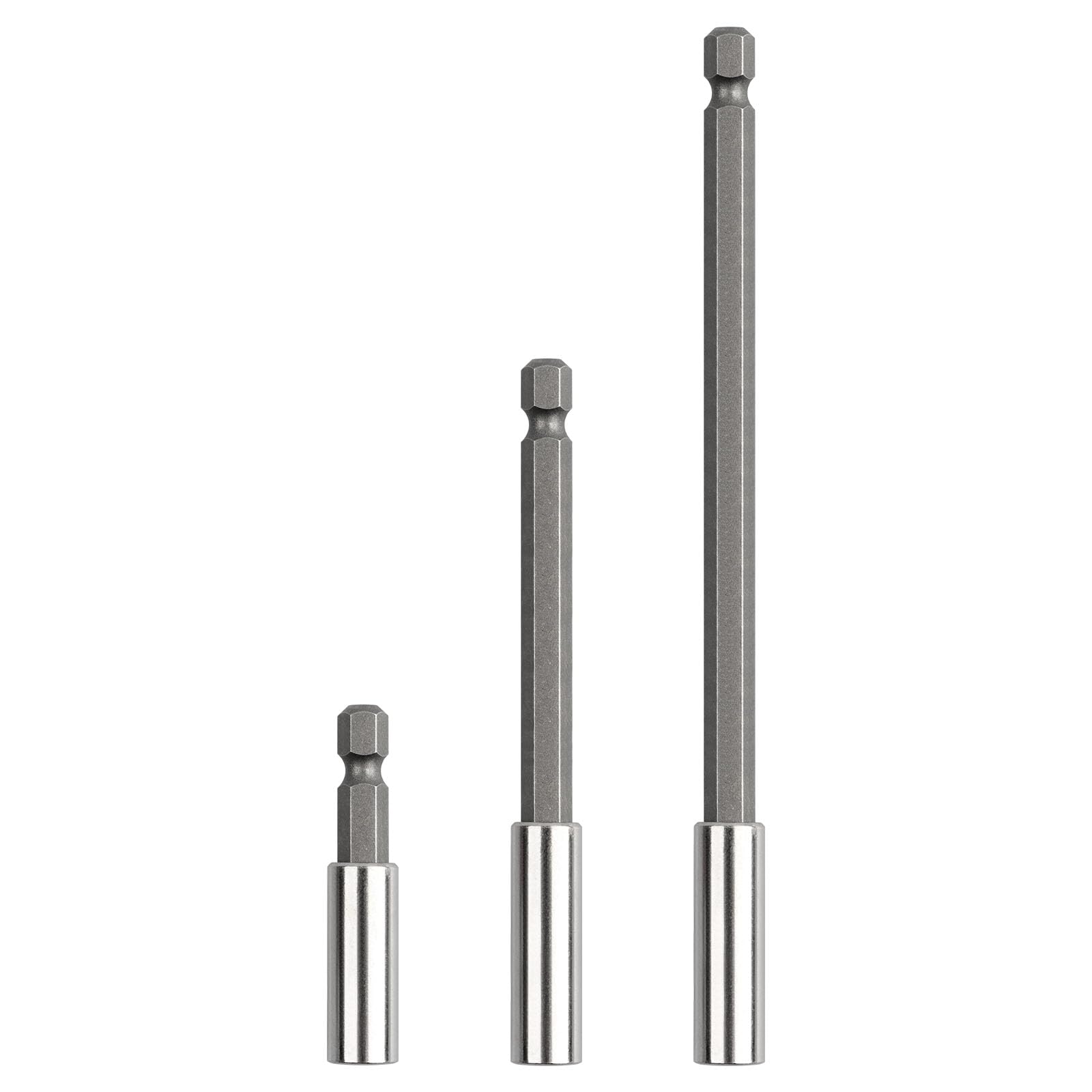 Rocaris 3 Pack Strong Magnetic Drill Bit Extension Holder, 1/4" Hex Shank, S2 Steel Magnetic Screwdriver Extension for Impact Driver, 2 inch, 4 inch, 6 inch