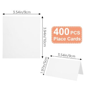 YAYODS 400 Pcs Blank Place Cards 2 x 3.5 Name Place Cards for Table Setting White Name Cards Small Tent Cards for Wedding, Table, Dinner, Party