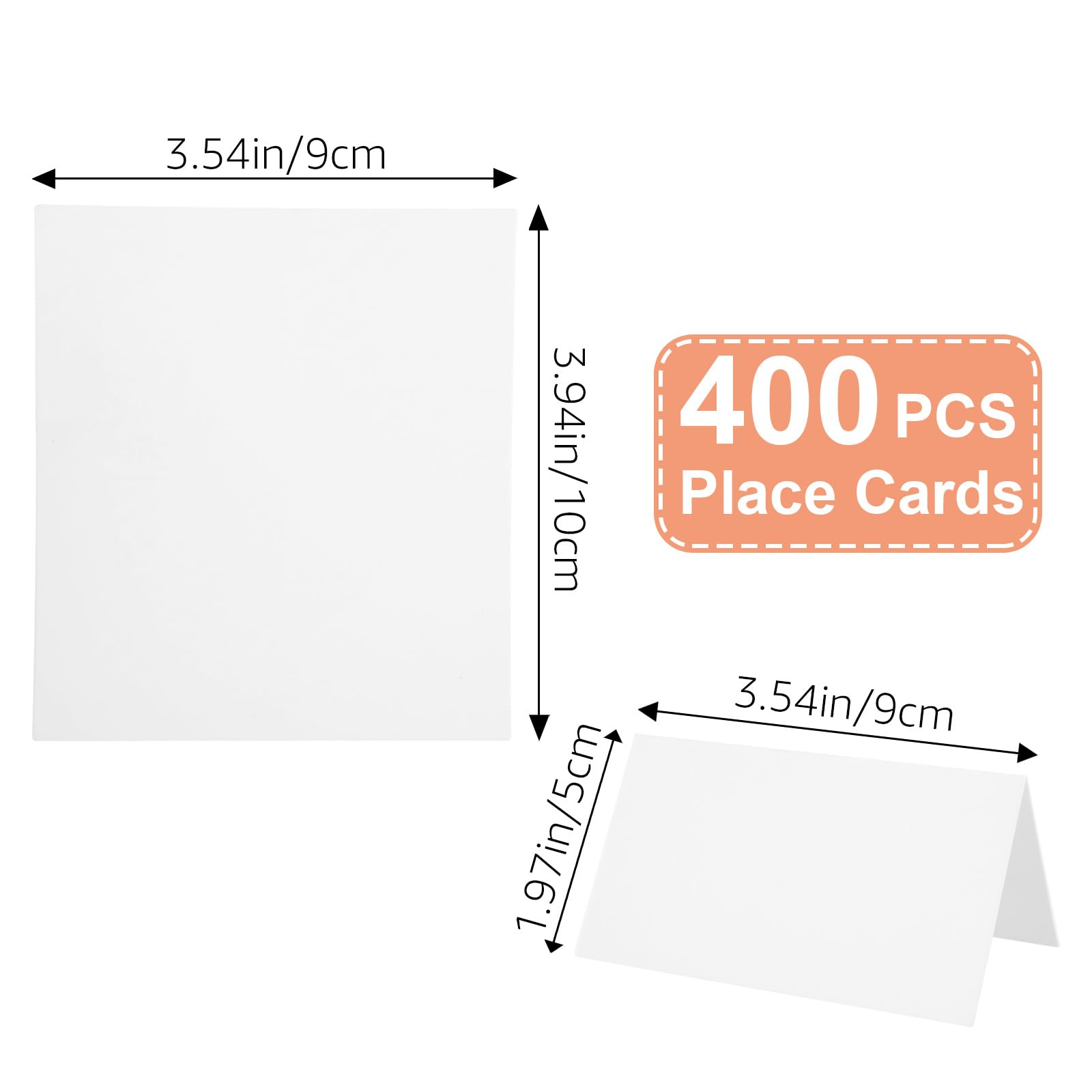 YAYODS 400 Pcs Blank Place Cards 2 x 3.5 Name Place Cards for Table Setting White Name Cards Small Tent Cards for Wedding, Table, Dinner, Party