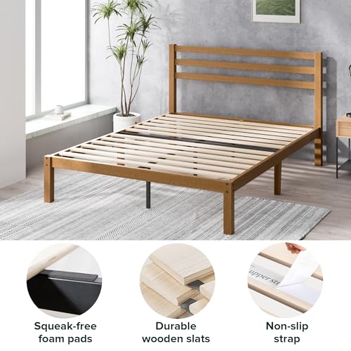 Zinus Leah Bamboo Platform Bed Frame, No Box Spring Needed, Wood Slat Support, Easy Assembly, Queen