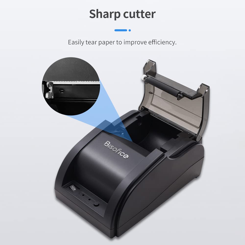 Sunydog Thermal Receipt Printer,Desktop 58mm Thermal Receipt Printer Wireless Barcode Printer USB+BT Connections with 1 Roll Paper Inside Support ESC Connecting Compatible with Windows Android iOS