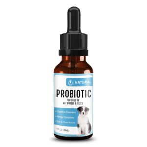 probiotic for dogs, probiotic drops for dogs with digestive enzymes, probiotics for dogs digestive health, diarrhea & upset stomach relief + gas, constipation, and allergy relief.