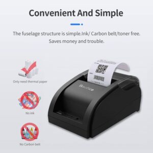 Sunydog Thermal Receipt Printer,Desktop 58mm Thermal Receipt Printer Wireless Barcode Printer USB+BT Connections with 1 Roll Paper Inside Support ESC Connecting Compatible with Windows Android iOS