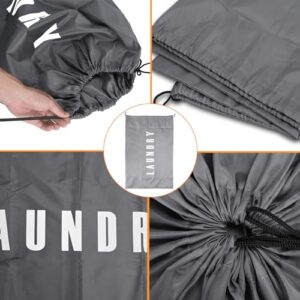 Laundry Bag - Locking Drawstring Clos.XL Travel Laundry Bag, Machine Washable Dirty Clothes Organizer, Large Enough to Hold 4 Loads of Laundry, Easy Fit a Laundry Hamper or Basket （gray，4" x 36")