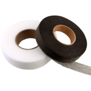 140 yards 1/2 inch iron on hemming tape, 2 rolls adhesive no sewing hemming tape stitch witchery tape for crafting projects (black+white)