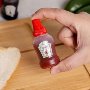 4 Pieces Mini Ketchup Bottles for Bento Box Accessories,25ml Mini Condiment Squeeze Bottles Portable Honey Sauce Salad Dressing Dispensers Jars Containers for Kids Adults Lunch Box