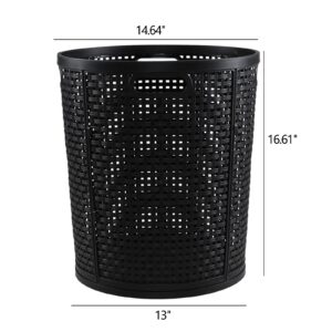 Eagrye 2-Pack Round Plastic Storage Laundry Basket, 40 L Laundry Hamper, Black, F