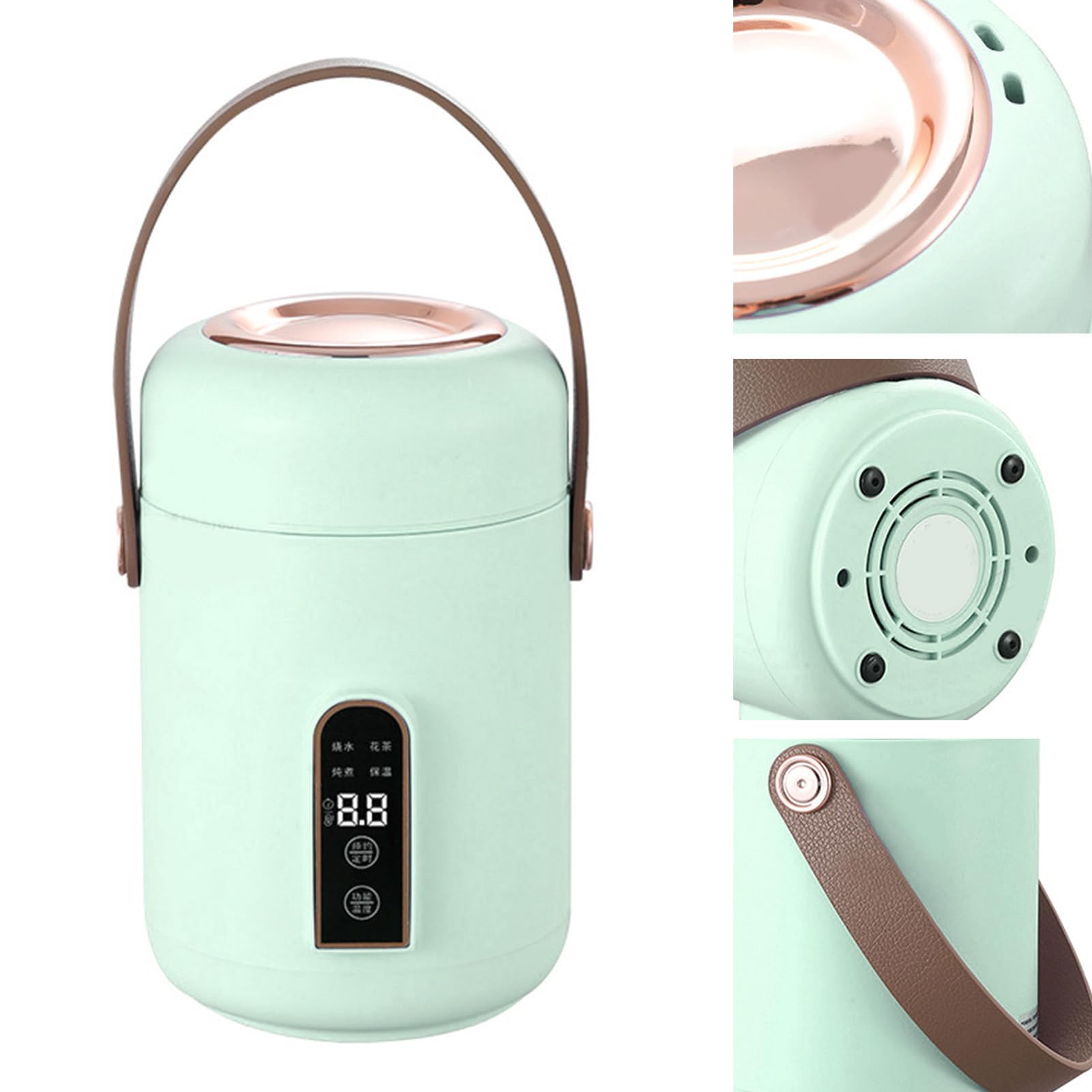 Mini Rice Cooker, Electric Stew Pot Easy To Clean Multifunction Insulated Portable Efficient Heating for Dorm for Home (Green)