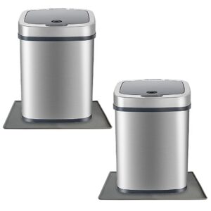 2 pack trash can mat, under garbage can mat，11.8"x18.9" non-slip trash can mat with particles to prevent trash can movement , raised lip to prevent spills, suitable for kitchen, office, living room