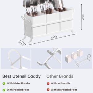 GaryVault White Kitchen Utensil Holder - Chic Silverware Holder for Party, Compact and Versatile Utensil Caddy, Ideal for Countertop and Party Use