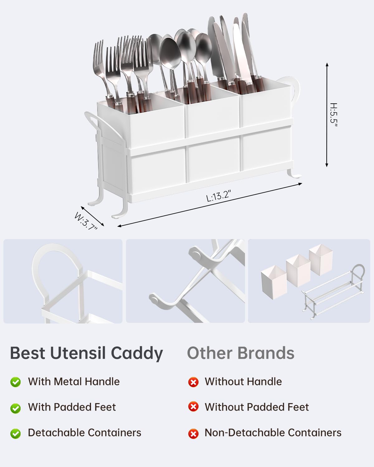 GaryVault White Kitchen Utensil Holder - Chic Silverware Holder for Party, Compact and Versatile Utensil Caddy, Ideal for Countertop and Party Use