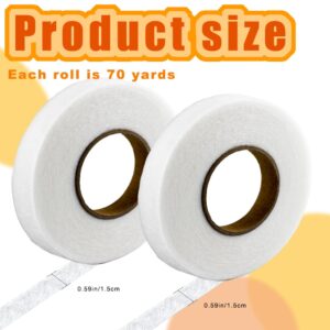 140 Yards 1/2 Inch Iron on Hemming Tape, 2 Rolls Adhesive No Sewing Hemming Tape Stitch Witchery Tape for Crafting Projects (Black+White)