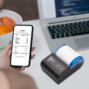 Sunydog Receipt Printer, Portable Mini Thermal Receipt Printer 2 inch Wireless BT USB Receipt Bill Ticket Printer with 58mm Print Paper Compatible with Android Windows for Restaurant Sales Retail