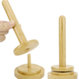 QWORK Wood Yarn Holder with Twirling Mechanism Classic - Convenient and Stylish Storage Solution for Craft & Sewing Supplies - Natural Wood, 7x4 inches, 2 Pack