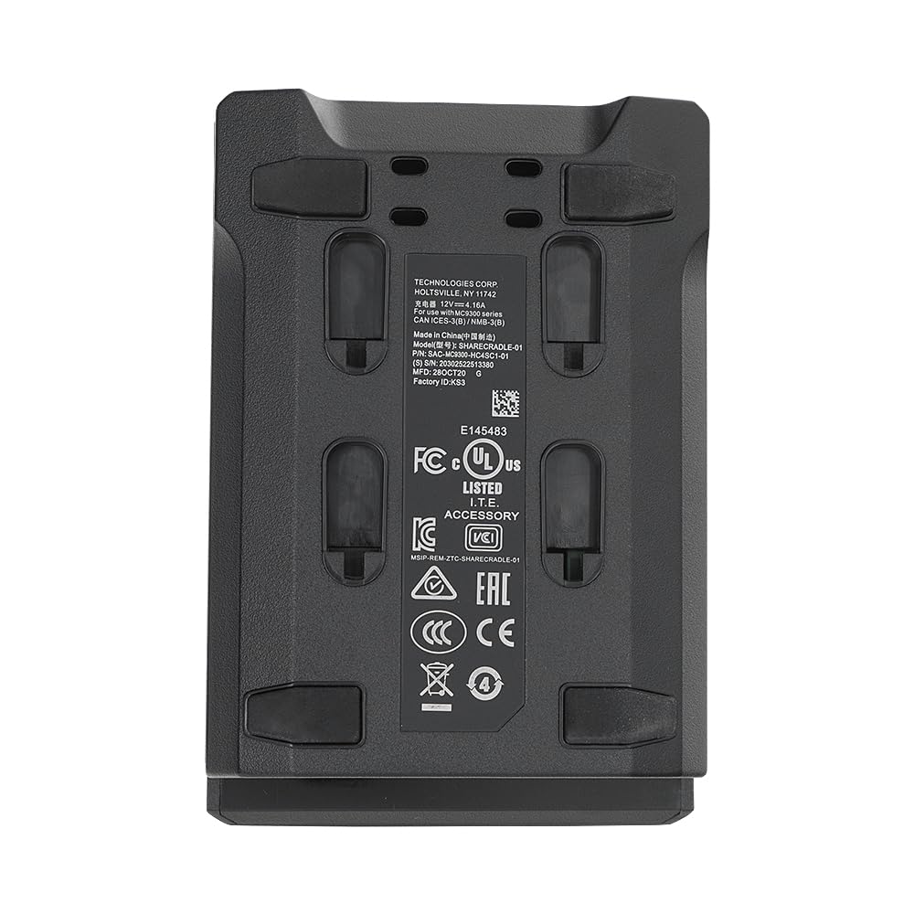 4-Slot Battery Charger Cradle with Power Supply for Zebra MC9300 Series Barcode Scanner Handheld Mobile Computer,12V/4.16A,P/N:SAC-MC9300-HC4SC1-01