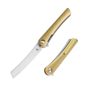 kizer mercury gold pocket knife, 3.26 in s35vn steel blade folding knife with clip, titanium handle gentlemen knife, foldable edc knife for survival hunting camping hiking outdoor gift ki3645a1