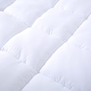 EVOLIVE Microfiber Mattress Topper Mattress Pad Pillow Cover Quilted Fitted Mattress Protector 8"-18" Deep Pocket Cooling Mattress Topper (Twin 75"x39"x2" Inches, White)