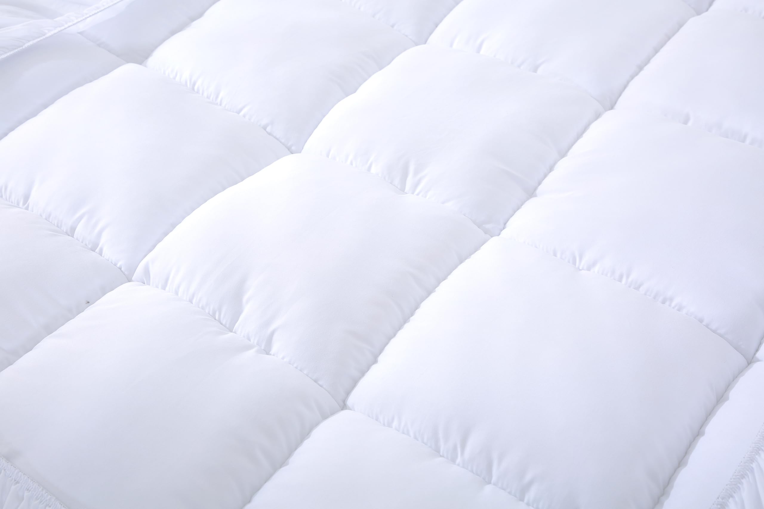 EVOLIVE Microfiber Mattress Topper Mattress Pad Pillow Cover Quilted Fitted Mattress Protector 8"-18" Deep Pocket Cooling Mattress Topper (Twin 75"x39"x2" Inches, White)