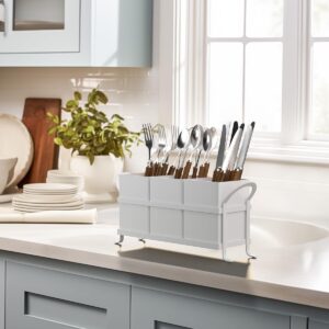 GaryVault White Kitchen Utensil Holder - Chic Silverware Holder for Party, Compact and Versatile Utensil Caddy, Ideal for Countertop and Party Use