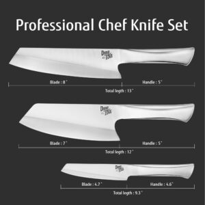 dimoedge Ultra Sharp 3-Piece Kitchen Knife Set, High Carbon Stainless Steel Chef Knife Set, Professional Japanese Knives with Ergonomic Hollow Handle