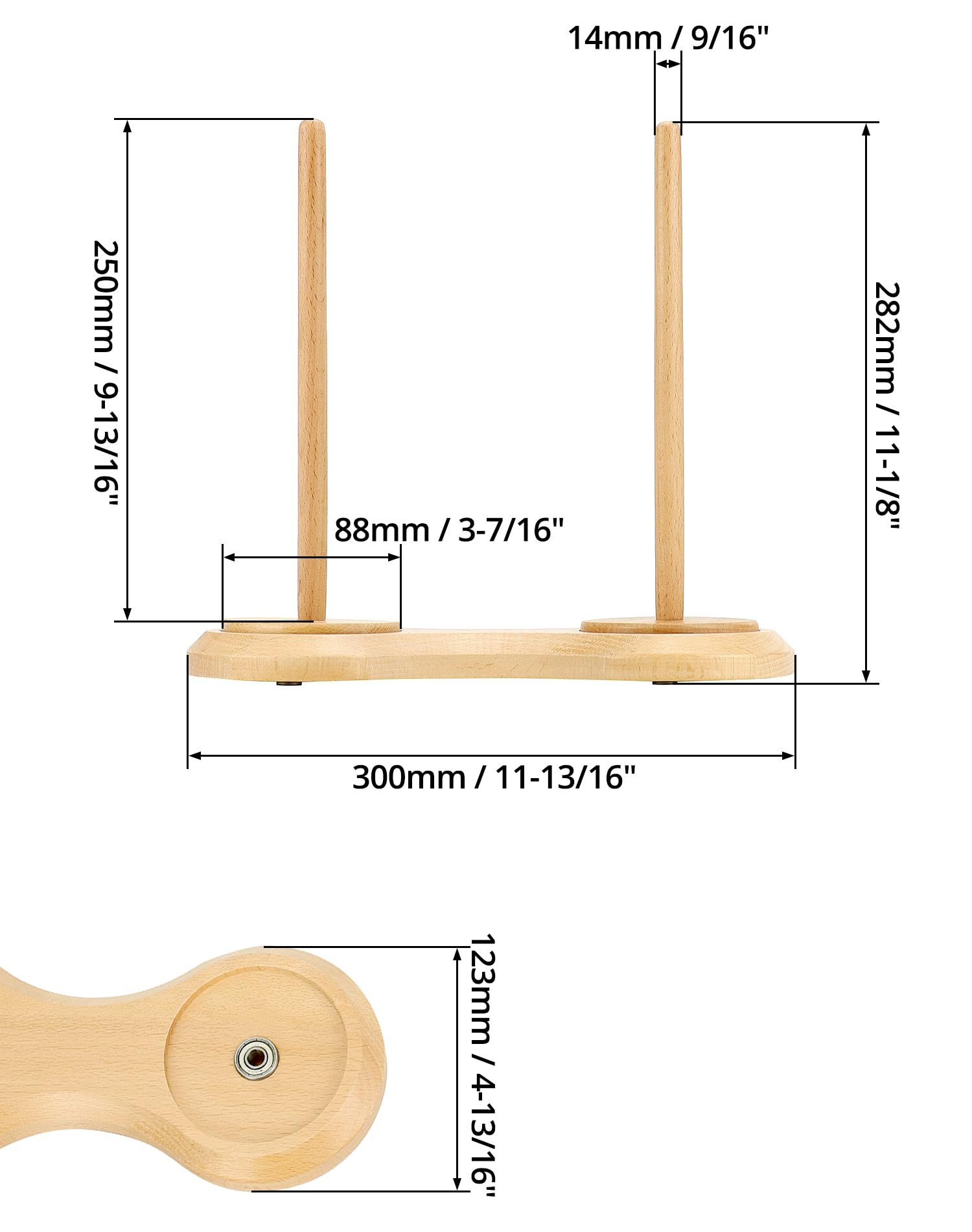 QWORK Weighted Double Yarn Ball Holder - Advanced Metal Twirling Mechanism - Knitting Crochet Spindle Dispenser for All Yarn Types