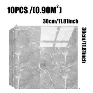 Chejiaye Shower Wall Panels Peel and Stick,Marble Wall Panels for Interior Wall Decor,Backsplash Tile Distinctive for Kitchen Showers Bathrooms Living Rooms Wall 11.8"x11.8"in 10Pcs (Grey)