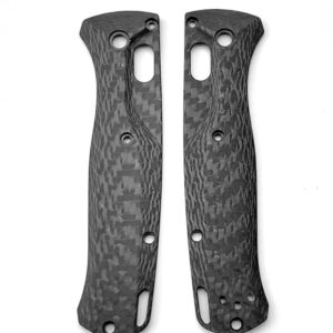 Aibote 1 Pair Full 3K Carbon Fiber Handle Scales Replacement Grips Designed for Benchmade Bugout 535 DIY Tool Handles Patch