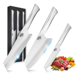 dimoedge ultra sharp 3-piece kitchen knife set, high carbon stainless steel chef knife set, professional japanese knives with ergonomic hollow handle