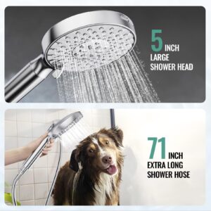 Filtered Shower Head with Handheld, High Pressure 9 Spray Mode Chrome Showerhead with Filters,detachable shower head,Water Softener Filters Beads for Hard Water -Remove Chlorine